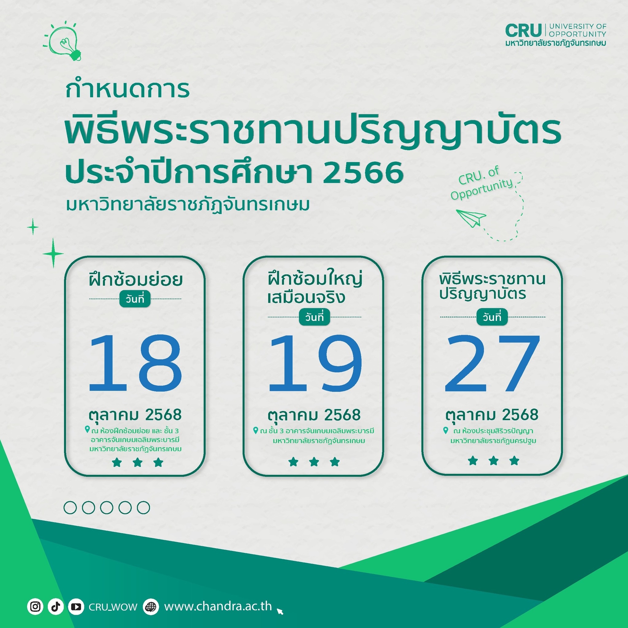 Schedule of the Royal Commencement Ceremony for the Academic Year 2023
